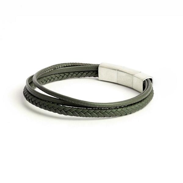 Dreifaches Armband mit grünem italienischem Nappaleder - Arte Green
